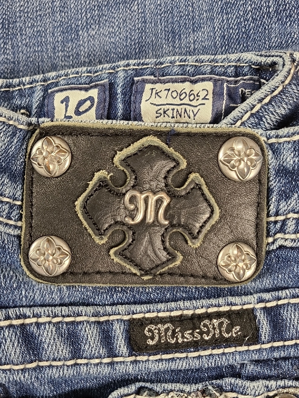 MISS ME VITAGE 10x26 GIRLS JK7066S2 SKINNY, MEDIUM FADED WASH DENIM BLUE JEANS - Picture 8 of 8